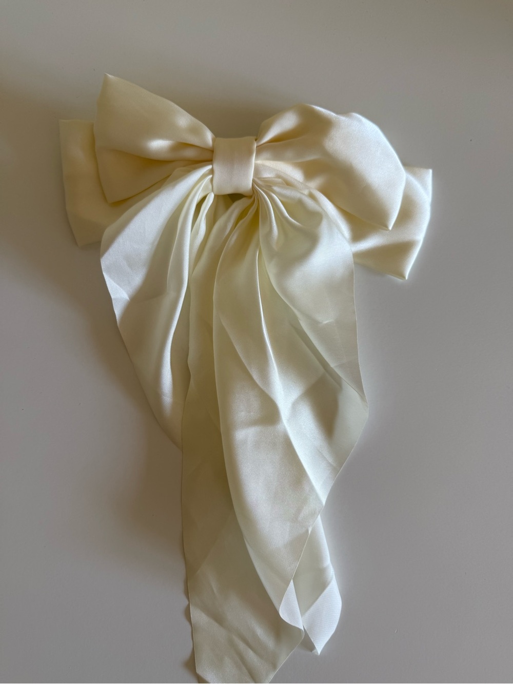 Ivory Satin Bow Hair Accessory